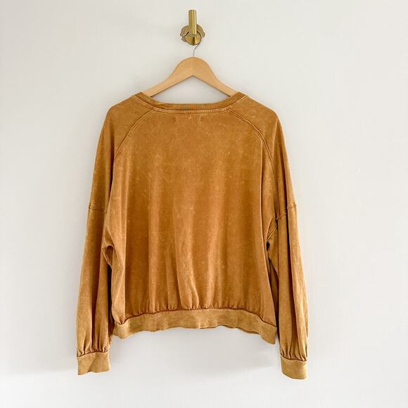 We The Free Long Sleeve Pullover Crew Neck Top Mustard XS - Picture 2 of 6